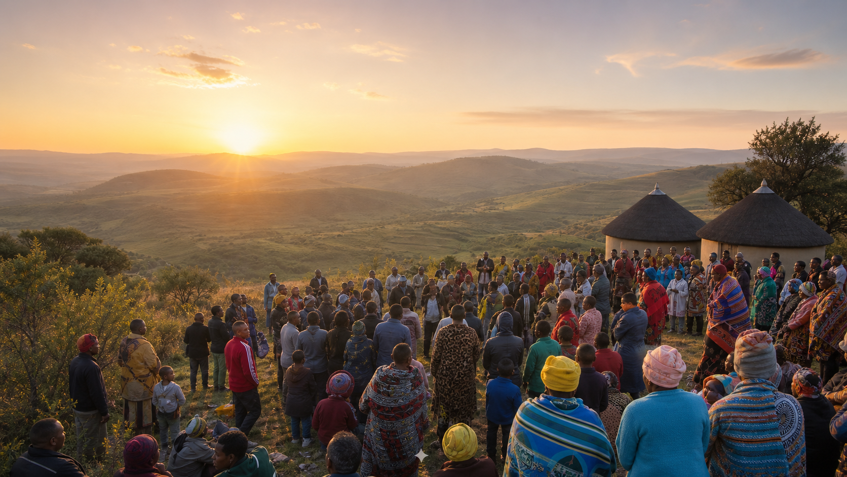 Eastern Cape community gathering at sunrise